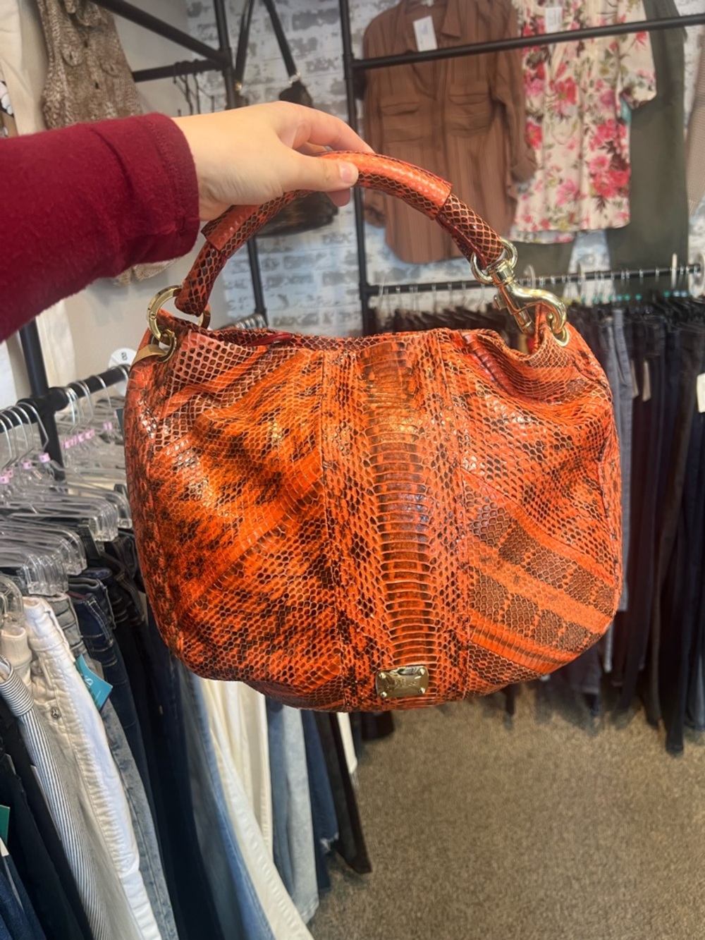 Jimmy Choo Orange Snake Skin Purse